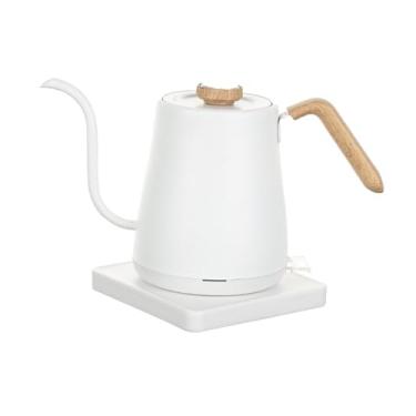 Imagem de Fenteer Chaleira elétrica com pescoço de ganso, visor de temperatura, plugue americano, caldeira de água quente, chaleira para café, chá, cereais, natal, Branco