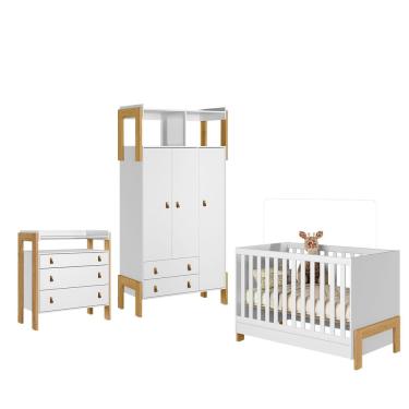 Imagem de Guarda-Roupas Cômoda e Berço Mini Cama 70cm Refúgio Branco Acetinado - ÉdeCasaMóveis