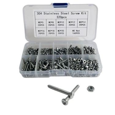 Imagem de Kit 320 parafusos e porcas philips cabeça redonda m3 inox - CJFIX