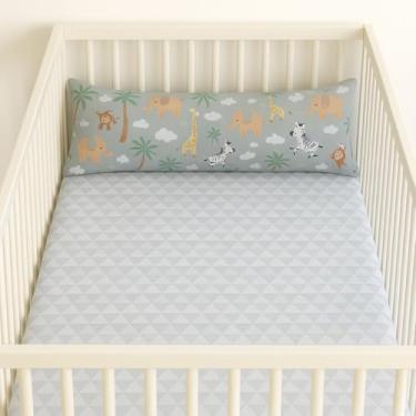 Imagem de Travesseiro Xuxão Infantil para Bebê Estampado- Unissex Menina e Menino – Para Berço, Cama e Viagems para Bebês e Crianças (Safári Cinza, Infantil 90cm x 23 cm)