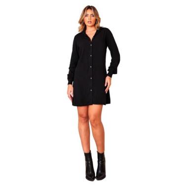 Imagem de Camisa Social Feminina Chemise Manga Longa Vestido Curto Casual - Gise
