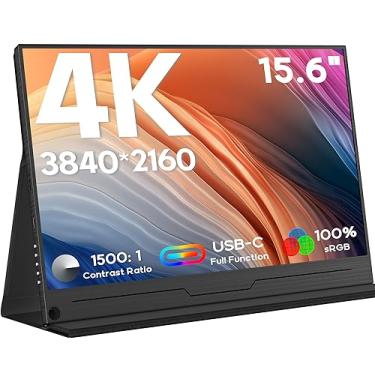 Imagem de ZSCMALLS Monitor portátil 4K, 15,6 polegadas 3840 x 2160, monitor de laptop estendido, 1500:1, 100% sRGB USB-C HDMI, monitor de jogos HDR portátil com alto-falantes e inteligente para