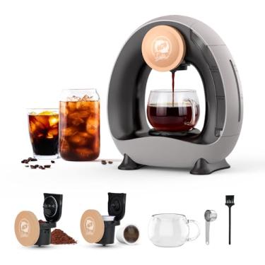 Imagem de i Cafilas Cafeteira de dose única, preparação rápida em 2 minutos, design elegante e compacto, mini Q 2 em 1 máquinas de café para cápsulas K*cup e café moído, cafeteira cinza escuro
