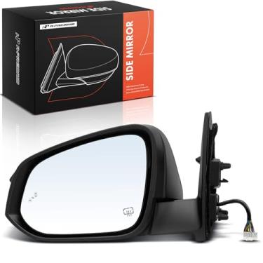 Imagem de A-Premium Espelho retrovisor elétrico lateral do motorista - compatível com Toyota Highlander 2014-2019 - Espelho retrovisor externo preto dobrável manual aquecido com luz de poça de sinal e detecção