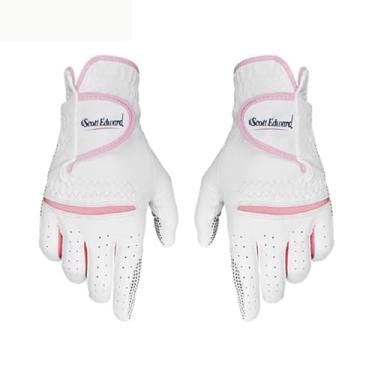 Imagem de Scott Edward 1 par de luvas de golfe femininas de couro para mão ou 2 unidades de mão esquerda e direita, luvas esportivas femininas, luvas antiderrapantes resistentes ao desgaste, respiráveis, macias