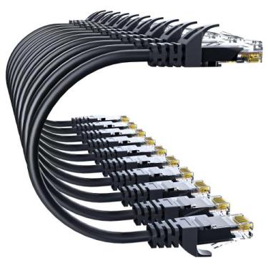 Imagem de Cabo Ethernet de 10 Gbps Cat 6, 1 pé, pacote com 10, preto, 10 Gsupxse