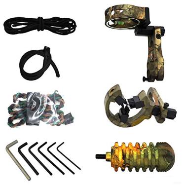 Imagem de HANDBAIGE Kit combo de atualização de acessórios de arco composto para tiro com arco, mira de arco de 5 pinos, descanso de flecha, estabilizador, estilingue de arco trançado, visão espiada, D-Loop