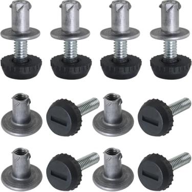 Imagem de LUORNG 8 peças 1/4-20 rosca com um sulco pés ajustáveis 8 porcas cadeira de mesa nivelador nivelador de móveis pés de parafuso de ferro