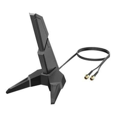 Imagem de Antena externa WiFi 6E Tri-Band 6GHz/5GHz/2,4GHz com conector macho RP-SMA e cabo de extensão de 1,2 m para PC, desktop, cartão PCIE, WiFi, roteador, placa-mãe para jogos