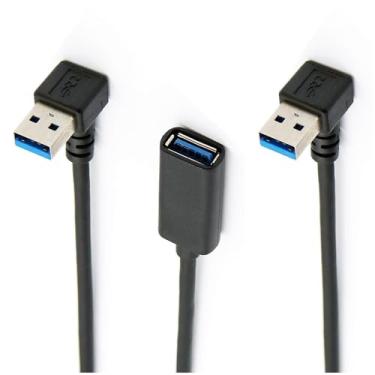 Imagem de ALINNA 90 Degree USB 3.0 Extension Cable, Black USB 3.0 Male to Female Extender Cord 30cm (Up Angle + Up Angle)