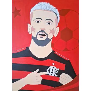 Imagem de Quadro Artístico De Arrascaeta, Pintura Acrílica sobre Tela, 60x80 cm, Estilo New Pop Art, Arte Original Assinada