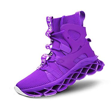Imagem de Hello MrLin Tênis de corrida feminino, confortável, moderno, antiderrapante, para caminhada, academia, tênis, esportivo, hip hop, Roxo 2, 34