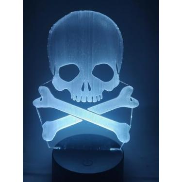 Imagem de Luminária Decoração Caveira, 16 Cores RGB, USB/Pilha