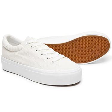 Imagem de THATXUAOV Tênis Plataforma Feminino, Branco Casual Cano Baixo, Fashion (Branco, Eua 10)