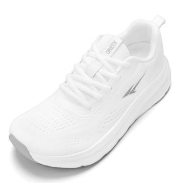 Imagem de KDN Tênis masculino de corrida de estrada acolchoado, antiderrapante, para pés largos, confortável, atlético, academia, treino, largura larga, X02-branco, 11 Wide