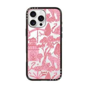 Imagem de CASETiFY Capa compacta para iPhone 16 Pro Max [fina e elegante/compatível com Magsafe/1,2 m. 2X proteção contra quedas de grau militar] - Cheetah Paradise Pink - Preto transparente