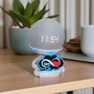 Imagem de Suporte Alexa Echo Dot 3, Dot 4 ou Dot 5. Escultura Robert Plaquinha Love e outros. Decoração criativa, música, som, stand de mesa Amazon