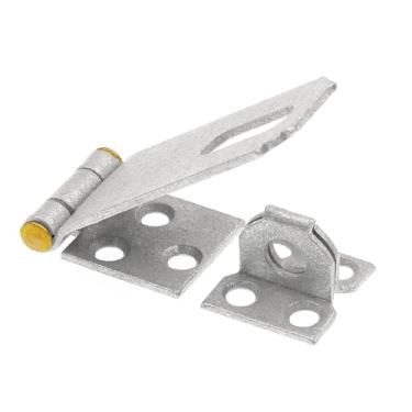 Imagem de Prime-Line U 117053 Porta e portão, trava de dobradiça de ferrolho de segurança com grampo fixo de 6 cm com parafusos, galvanizado com pino de latão sólido (pacote único)