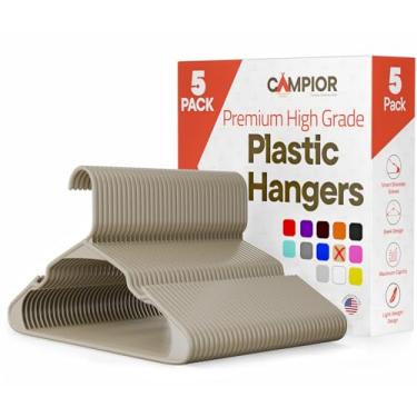 Imagem de Cabides de plástico – Conjunto de cabides resistentes para organizar roupas, vestidos e casacos, comporta até 2,3 kg, cabides que economizam espaço com ranhuras antiderrapantes nos ombros, pacote com