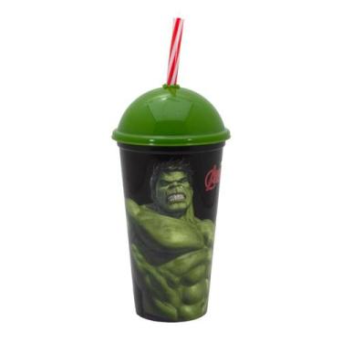 Imagem de Copo Infantil Com Canudo 500ml Personagens Plasútil, Hulk