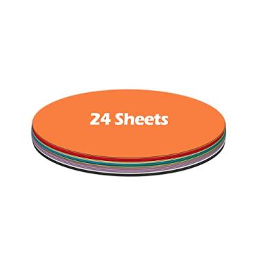 Imagem de Ezyaid Círculos de papel cartolina com cores sortidas, papelão grosso de 30,5 cm com recorte redondo para artes e ofícios infantis, circular, 41,7 kg/250 g/m², cartão pesado pré-cortado, 24 folhas