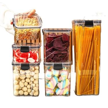 Imagem de Monte seu Kit Pote Hermético para Mantimentos de Cozinha Dispensa Armário Plástico(Kit 7-6 Potes)