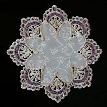 Imagem de Toalha de mesa de cabeceira redonda capa de mesa de renda macramê toalha de mesa clássica jacquard pequena toalha de mesa de linho toalha de mesa para cômoda cachecol para casamento, férias, festa