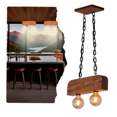 Imagem de Lustre Teto Pendente Robusto Caibro Rústico Capacidade Madeira Alto Padrão Pendente Víntage Industrial Slim Clássico Minimalista Bancadas Cozinhas Sala Jantar Varandas Luxo Lar Pinus Tratado Elegante