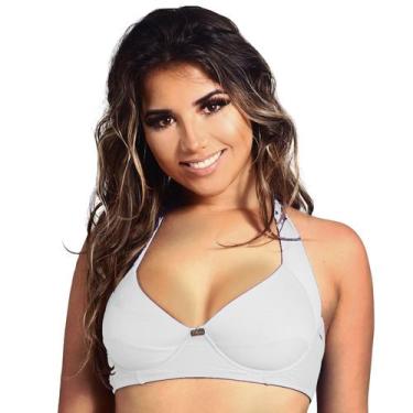 Imagem de Top de Biquíni Plus Size sem Bojo Meia Taça - Estigma, M, Branco