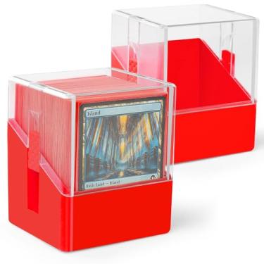 Imagem de Minahao Pacote com 2 caixas de baralho para 2 conjuntos de baralho MTG Commander ou 200 cartas TCG. - Caixa organizadora de cartões com tampa transparente para mais de 100 cartas de manga única