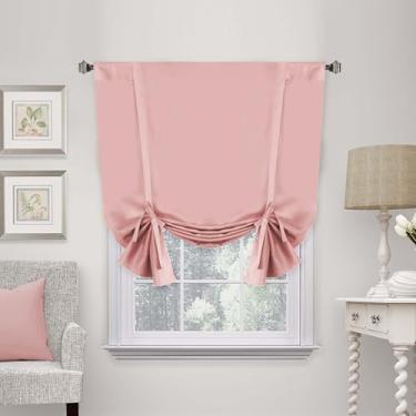 Imagem de H.VERSAILTEX Cortina blackout de amarrar com isolamento térmico, persiana de janela, balão com bloqueio de luz, persiana romana, painel de bolso ajustável para varão para janela pequena, 107 cm de