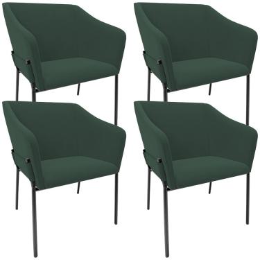 Imagem de Kit 4 Cadeiras Para Sala de Jantar Estar Living Olívia L02 Suede Verde - Lyam Decor