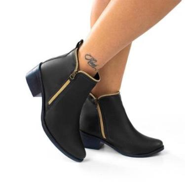 Imagem de Bota Feminina Casual Cano Baixo Salto Zíper Confortável Macia Leve Antiderrapante-Feminino