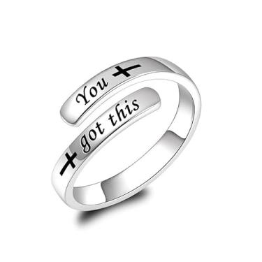 Imagem de StyleJella Anel ajustável inspirador – Anel de cura espiral de aço inoxidável, joia motivacional presente para mulheres/irmãs de irmandade, Metal, Sem pedra preciosa