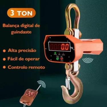 Imagem de Balança Digital Suspensa Gancho 3000kg Big Bag Bateria Laranjaclaro - 