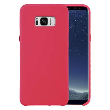 Imagem de Capa de telefone de silicone líquido para Samsung Galaxy S8 G950 G950U 5,8 polegadas/à prova de choque/borracha gel/capa de proteção contra quedas carmim