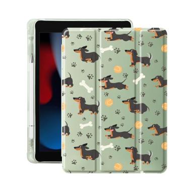Imagem de Idocolors Capa fofa Kawaii Dachshund para iPad 10/11 de 10 polegadas, capa traseira com suporte inteligente de TPU transparente com suporte para lápis, para iPad 2022/2025 Geração Auto Wake/Sleep capa