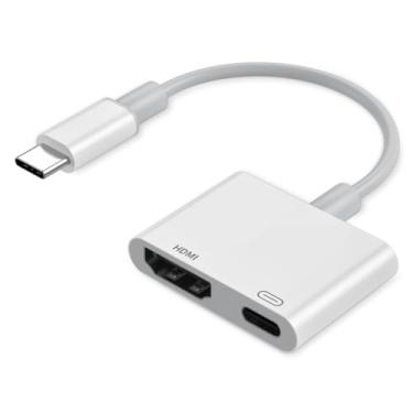 Imagem de Adaptador USB C para HDMI (4K a 60Hz), conversor AV digital multiporta HDMI para USB C 2 em 1 com porta de carregamento rápido PD de 100 W para iPhone 15/16, MacBook, iMac, iPad Pro, Galaxy, Switch