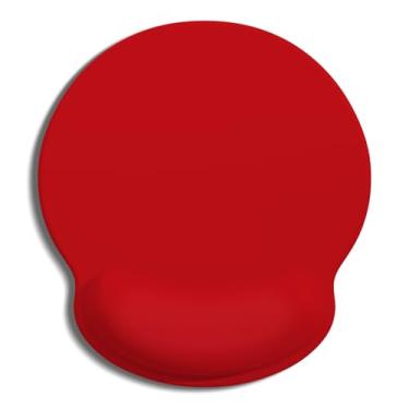 Imagem de Auhoahsil Mouse Pad, mouse pad ergonômico com descanso de pulso, gel para alívio da dor, suporte de pulso para laptop, mousepad com base de poliuretano antiderrapante, mouse pads para mesa, vermelho