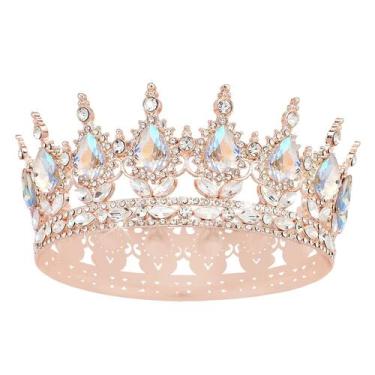 Imagem de Coroa de princesa em ouro rosa Tiara YoulDianzi para mulheres e menina