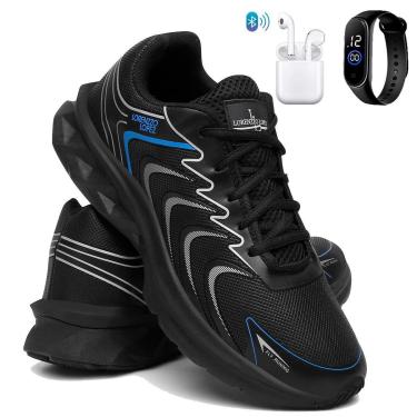Imagem de Kit Tênis Masculino Macio Para Corrida e Treino Confort com Fone e Relógio-Masculino