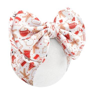 Imagem de YanJie Faixa de cabelo para bebês meninas de 17,8 cm com pão de gengibre, laço de cabelo infantil, boneco de neve em camadas, faixa de cabeça branca para roupas infantis de Natal