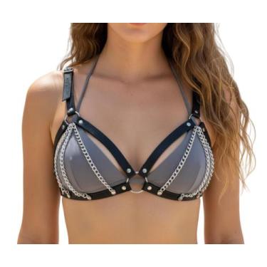 Imagem de Bustiê vazado com correntes verticais BT050 Couro Legítimo - Blood Art