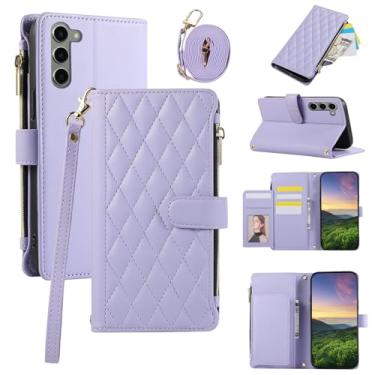 Imagem de Capa carteira para Samsung Galaxy S23 Plus, capa de couro com 6 compartimentos para cartão e 1 compartimento para dinheiro e 1 bolsa com zíper, capa à prova de choque com fivela magnética com alça de