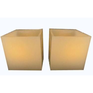 Imagem de 2 Luminárias Em Parafina 8x8x8cm + 2 Velas De Led Decoração - Velas de
