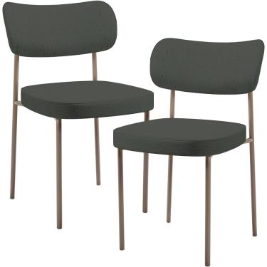 Imagem de Kit 02 Cadeiras Para Sala De Jantar Melina Base Arena L02 Linho Verde Musgo - Lyam Decor