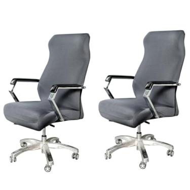 Imagem de Lzyjckh Capa para cadeira de escritório e computador, Capas para poltrona elástica e lavável com ajuste universal, Capa removível para cadeiras Boss com zíper,Gray 2 pack,S