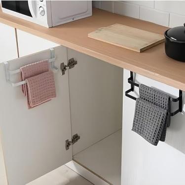 Imagem de 1 toalheiro duplo de instalação gratuita, adequado para uso com toalhas, pano de limpeza e outros itens, material espesso, fácil de operar, acessórios de cozinha perfeitos e organizador de cozinha
