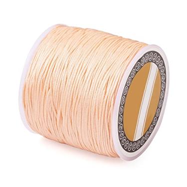 Imagem de Cordão de nylon 100 m de 0,8 mm para miçangas PeachPuff Chinês Knotting Rattail Macramê para fabricação de joias, materiais de embrulho Kumihimo DIY Crafts