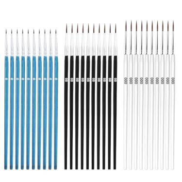 Imagem de Conjunto de 45 pincéis de pintura em miniatura, 0#00#00#000 Conjunto de pincéis pequenos com ponta fina para artesanato em aquarela a óleo, acrílico, pintura artística minúscula (azul, preto, branco)
